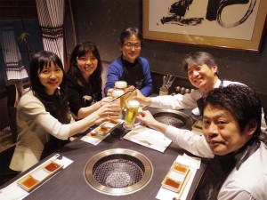 新しいプロジェクトリーダーとしてお迎えした溝口先生の歓迎会（牛タンをたくさん食べました！）